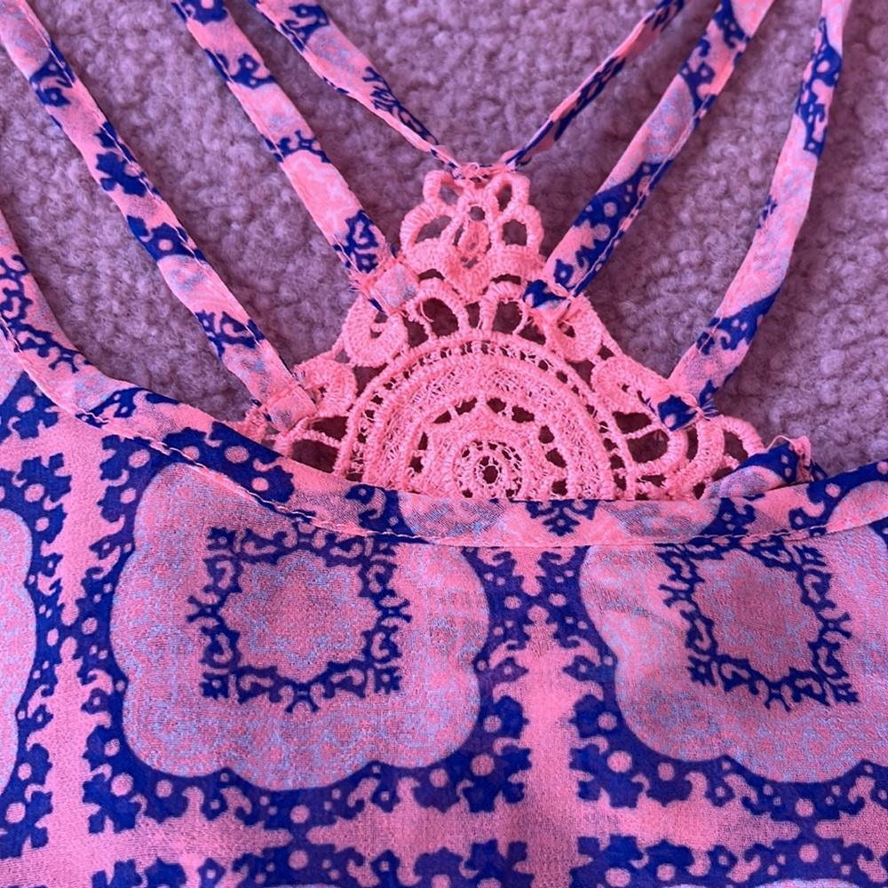 Vibrant Pink and Blue Sheer Tank Size Small - Picture 2 of 3